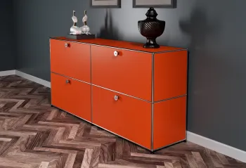 Sideboard in rot-orange/ USM Ansicht 2